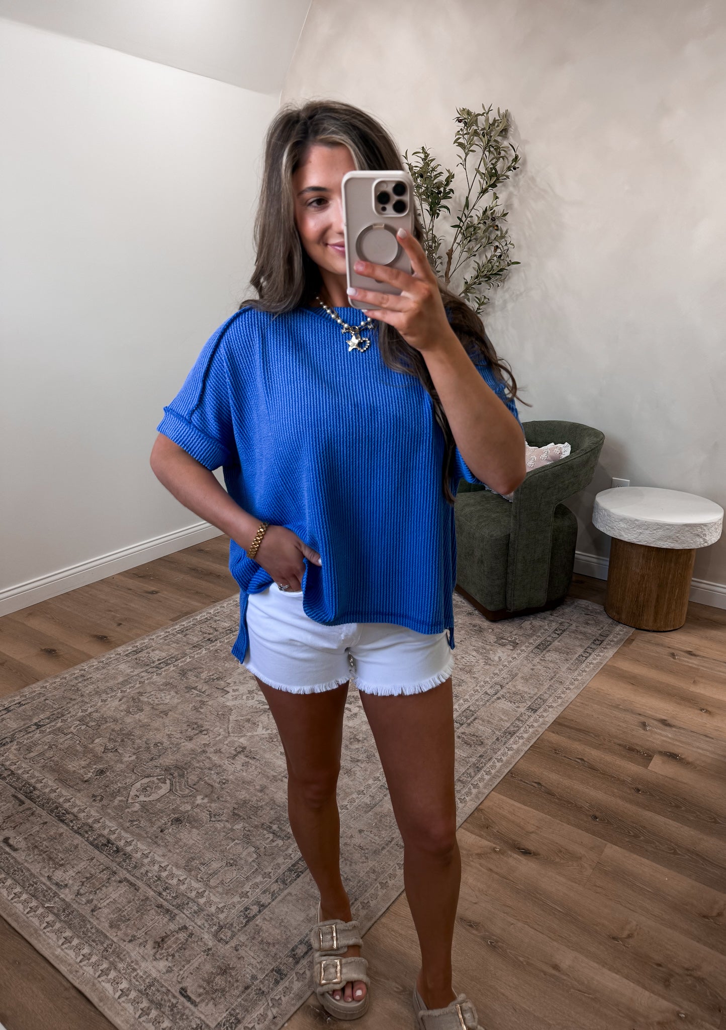 Comfort Stretch Ribbed Tee - poolside