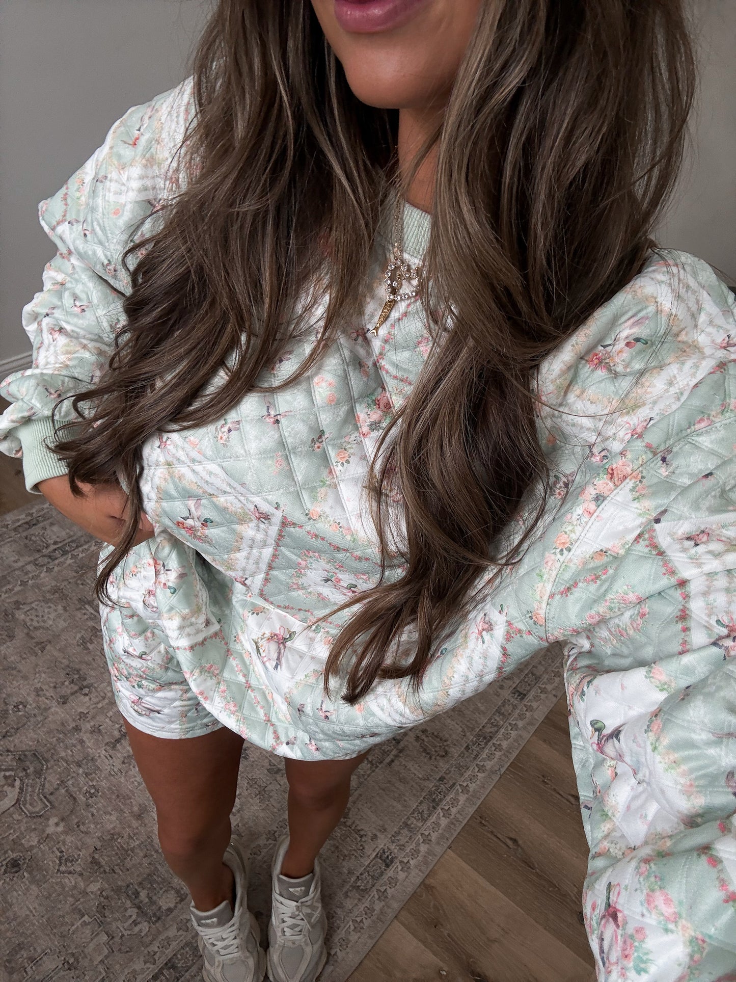 Mallard Floral Patchwork Quilted Set - sage