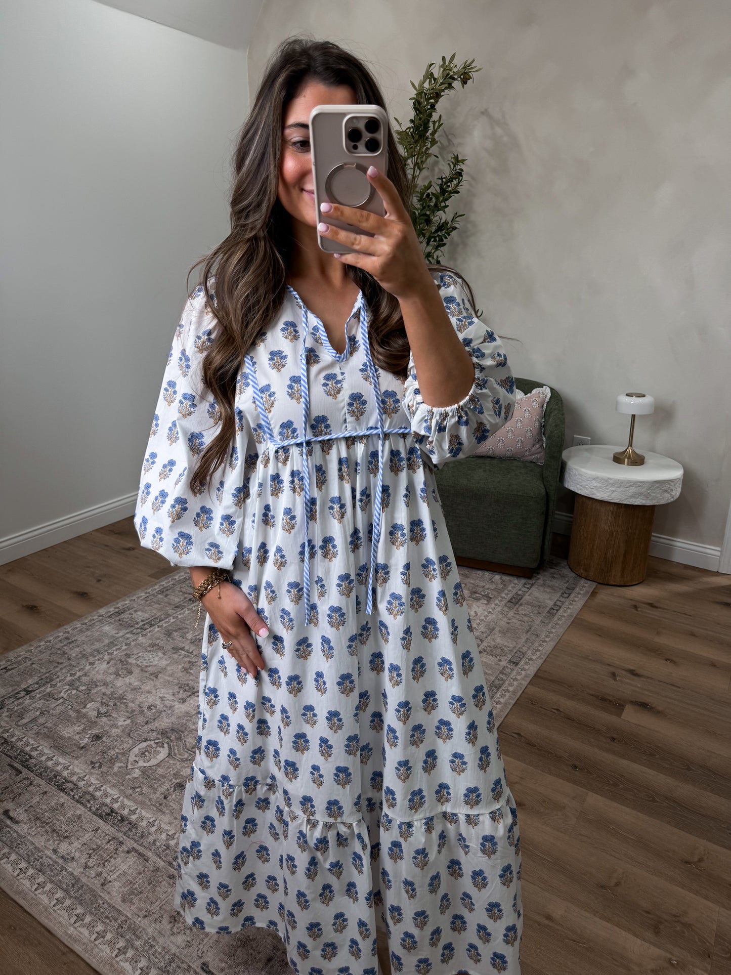 Pure Joy Printed Midi Dress - white mix