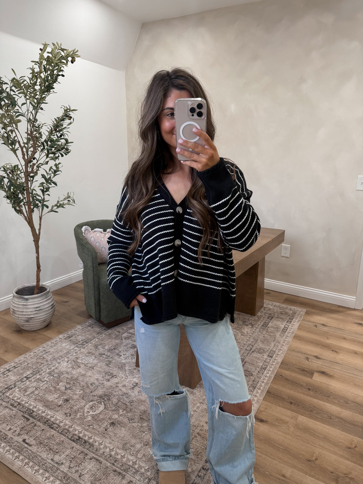Stella Striped Knit Cardigan