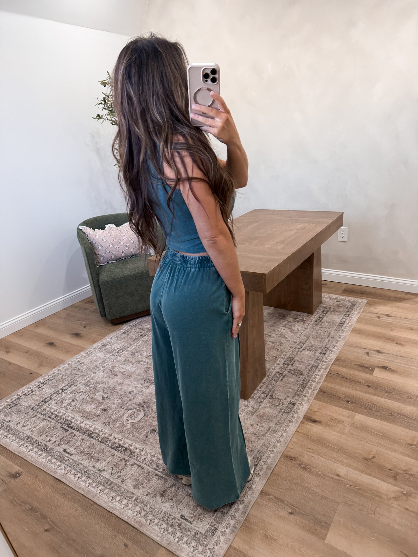 The Wrenley Washed Lounge Set - dark teal