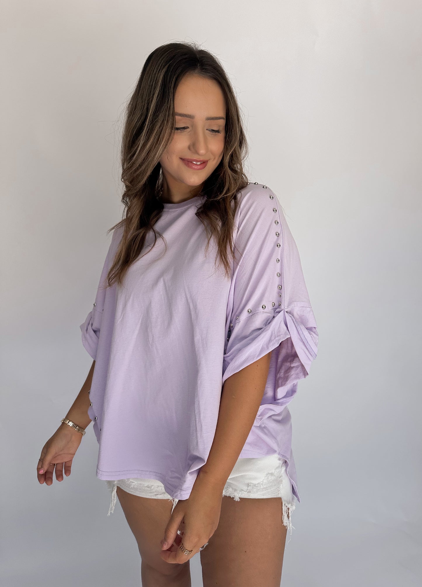 Lavender Studded Dolman Tee