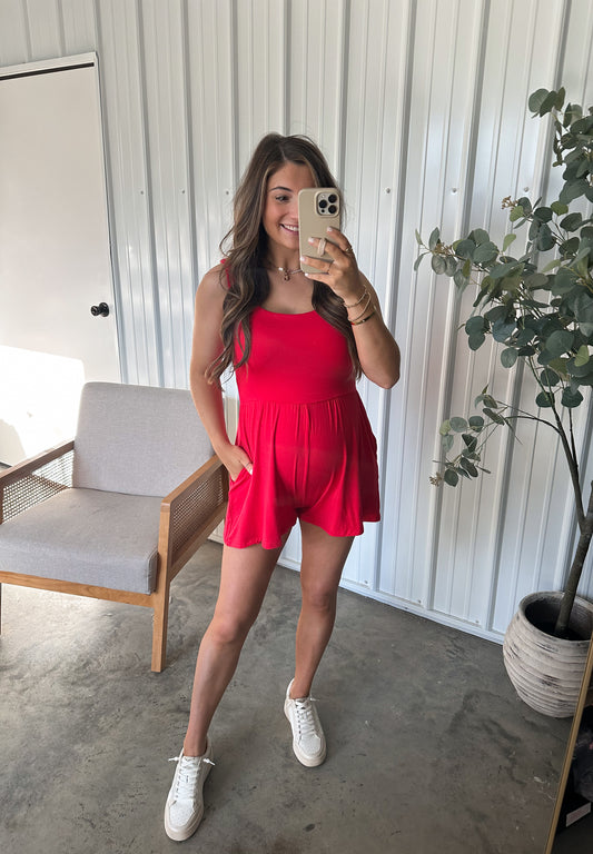 Double Layered Modal Romper- Ruby