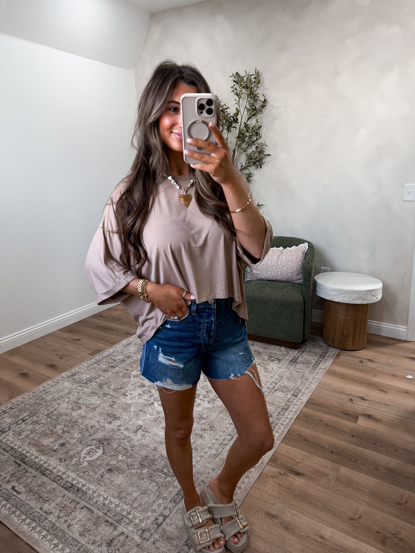 Elaine Relaxed Batwing Top - nude