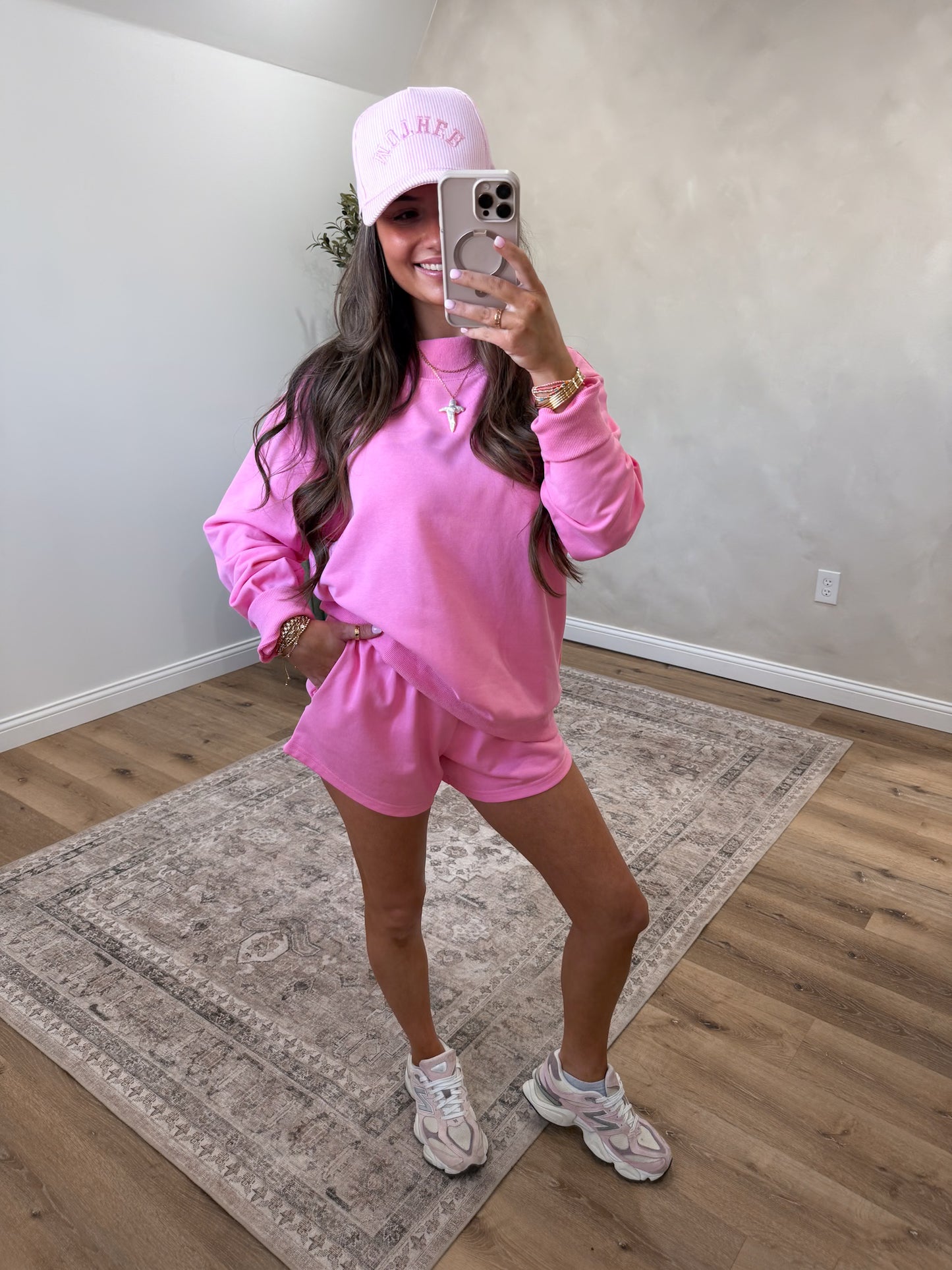 The Serenity Mock Neck & Shorts Set - bubblegum