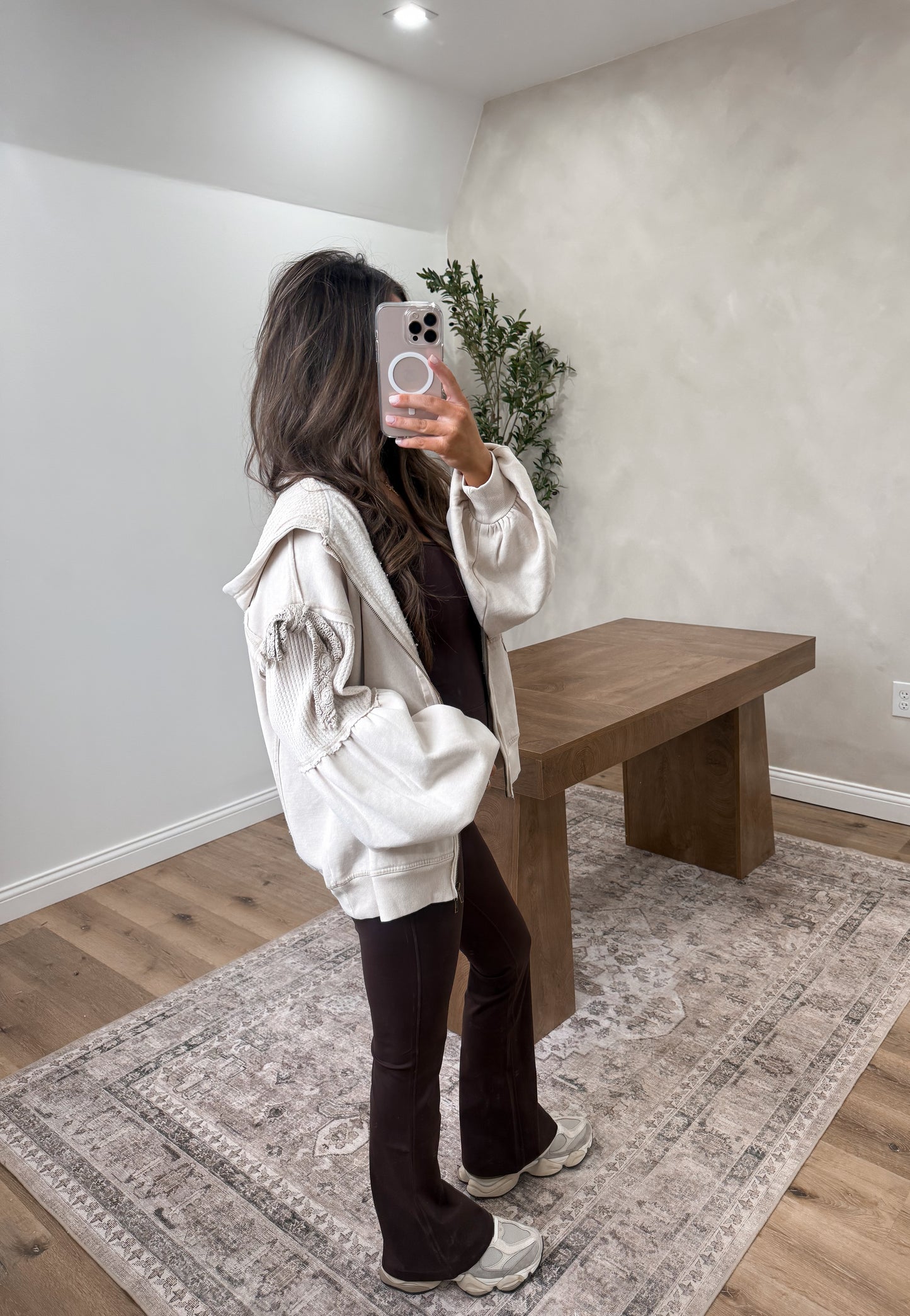 Ember Bow Tied Zip Up - Toasted Vanilla