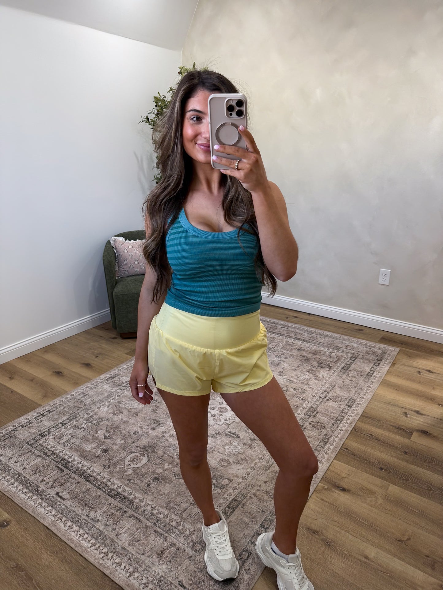 Retro Reversible Stripe Tank Top - dusty teal / Kelly green