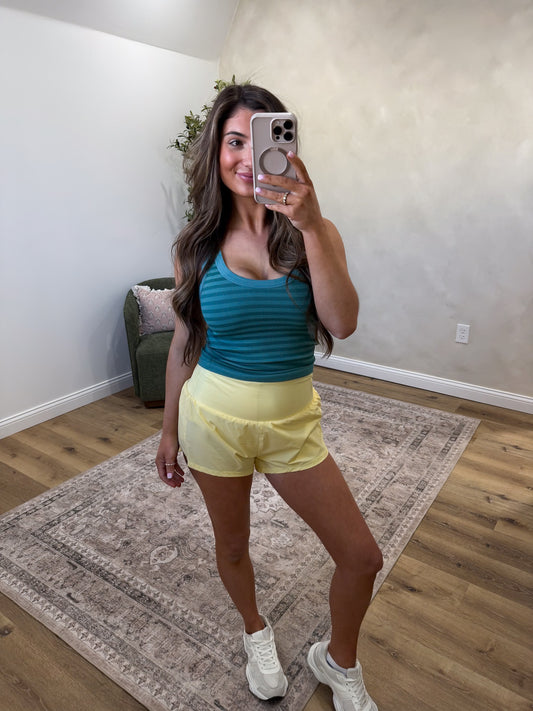 Retro Reversible Stripe Tank Top - dusty teal / Kelly green