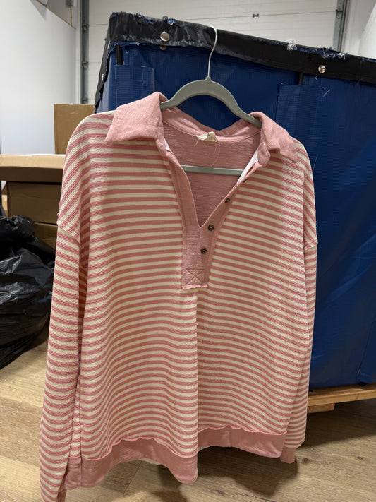 mauve striped oversized pullover *lightly loved*