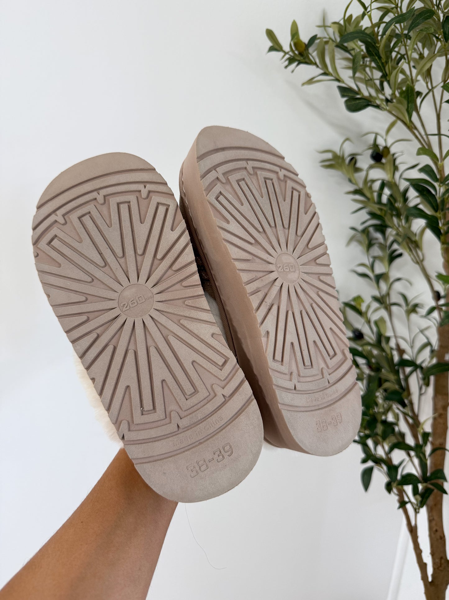 Faux Fur Suede Mule Slippers With Embroidered Trim - Cabin Fever 2 colors