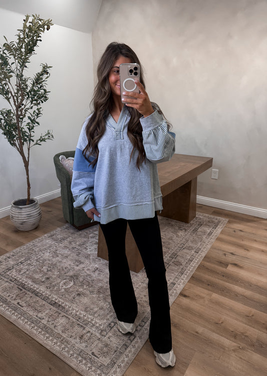 Dylan Pullover- Grey/Blue