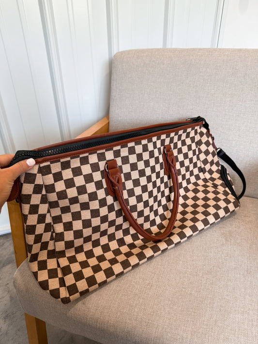 Checkered Weekender Duffle Bag