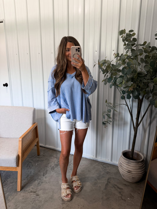 Kenedy Relaxed Fit Top- Peri Blue