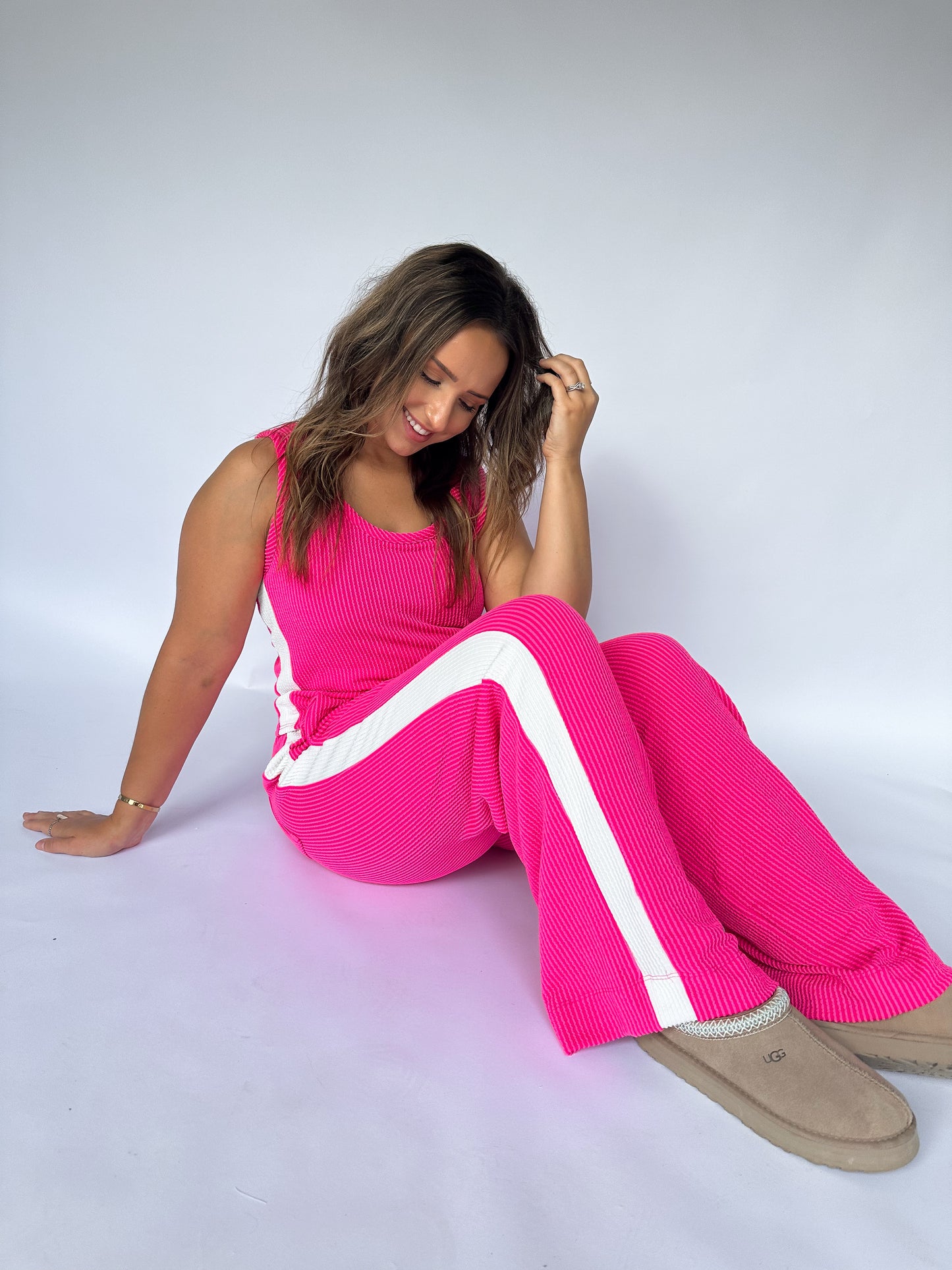 Karlie Pink Pant ribbed Set