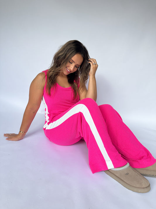 Karlie Pink Pant ribbed Set