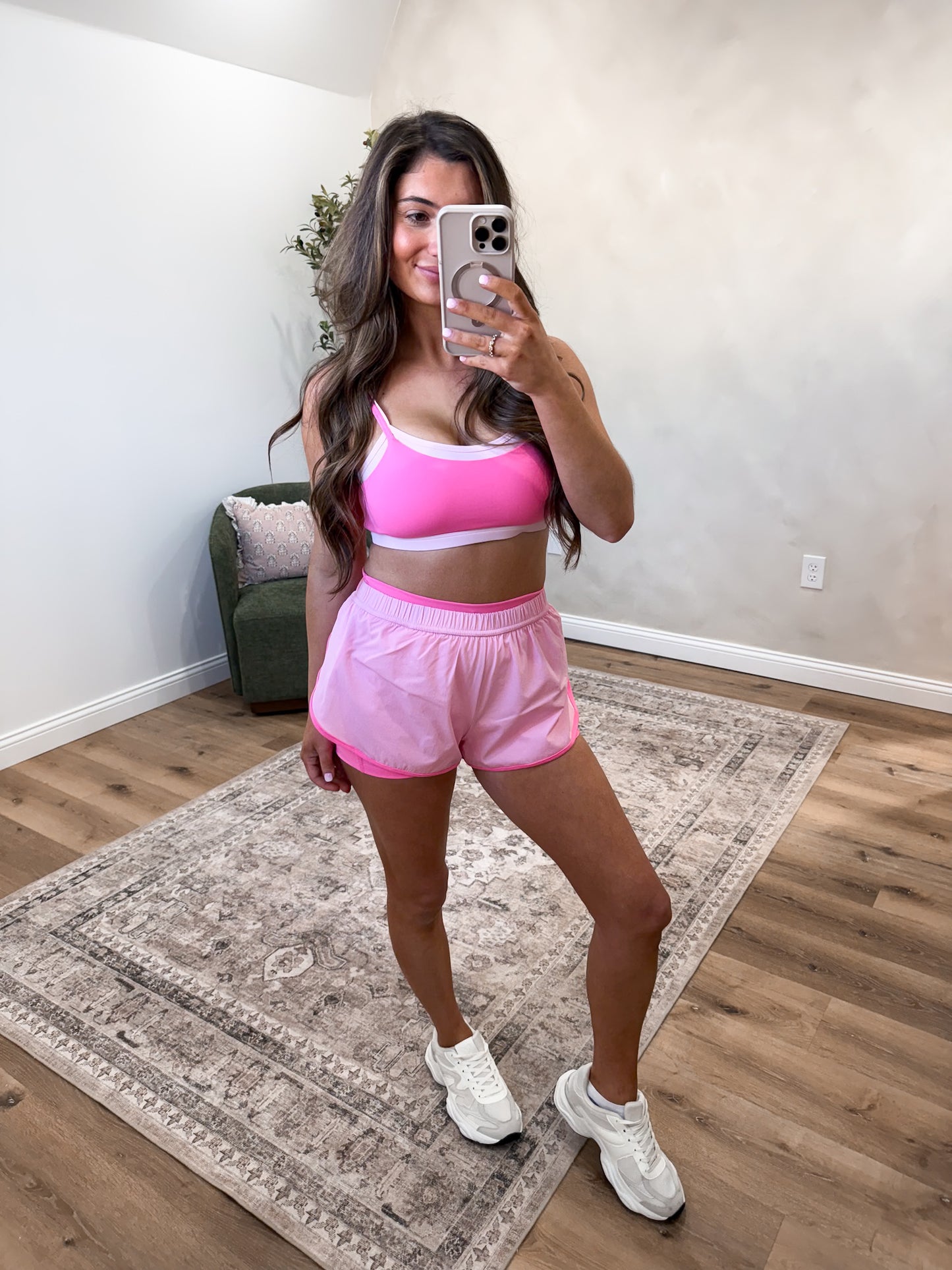 Double Layered Athletic Shorts - hot pink