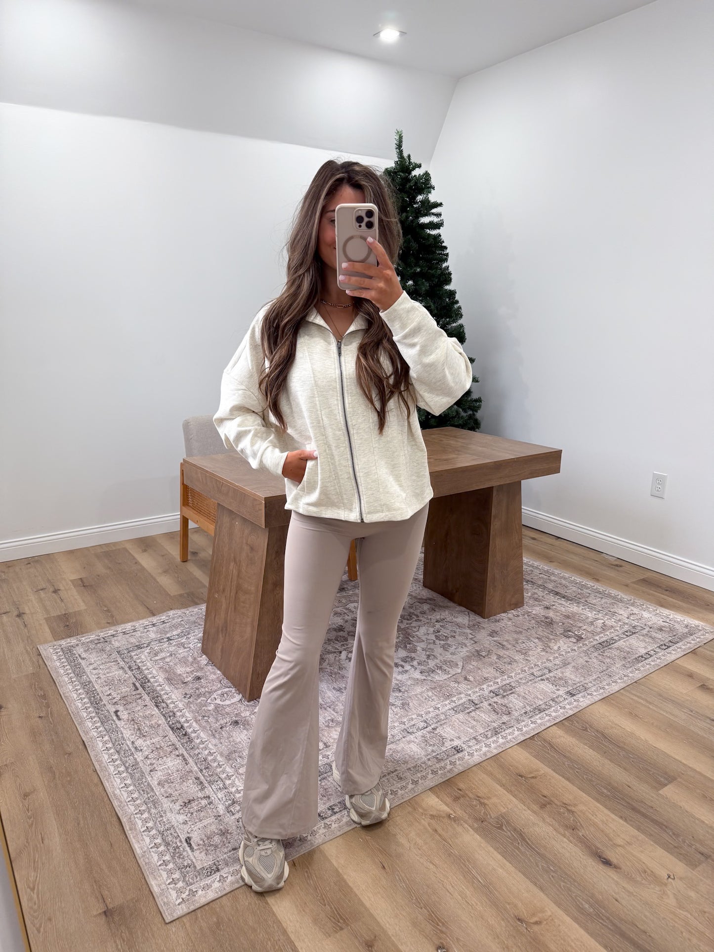 Scuba Full Zip Jacket- Heather Vanilla DOORBUSTER