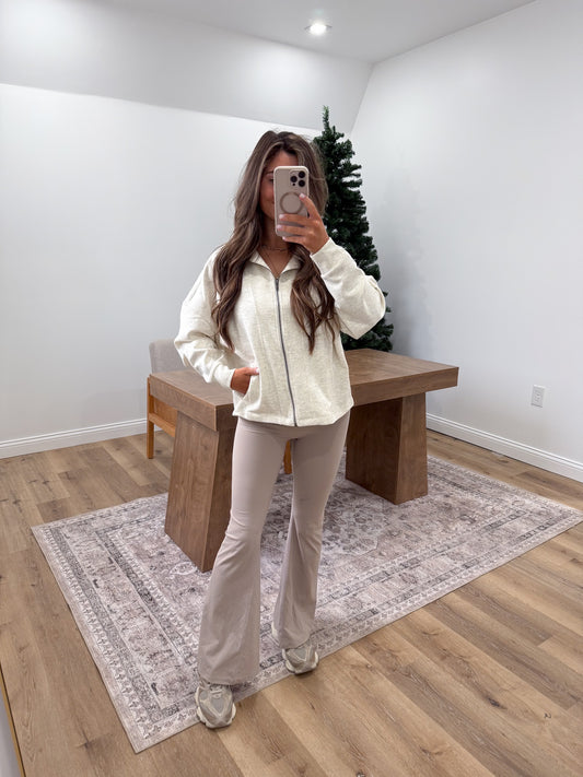 Scuba Full Zip Jacket- Heather Vanilla DOORBUSTER