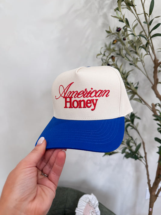 American Honey Embroidered Trucker Hat - blue