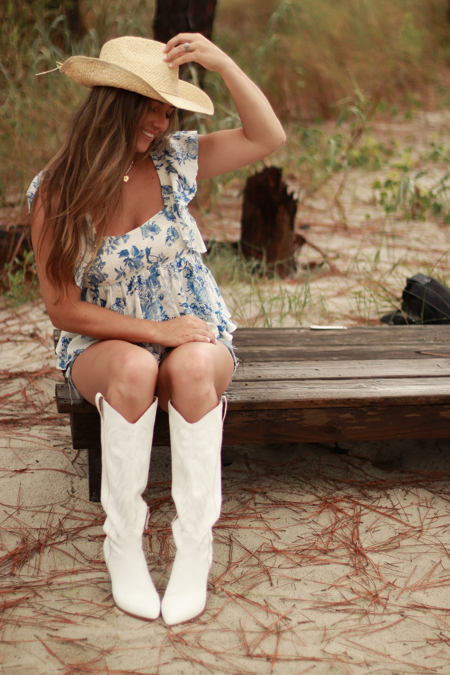 On the Coast Floral Ruffle tank