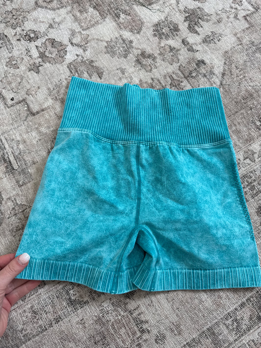 The Nova High Waisted Biker Shorts - light teal