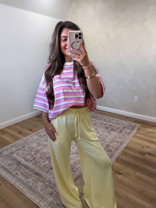 Happy Hues Striped Relaxed Top - pink combo