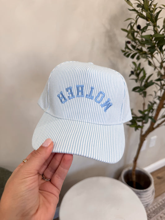 Upside Down "Mother" Embroidered Trucker Hat - blue