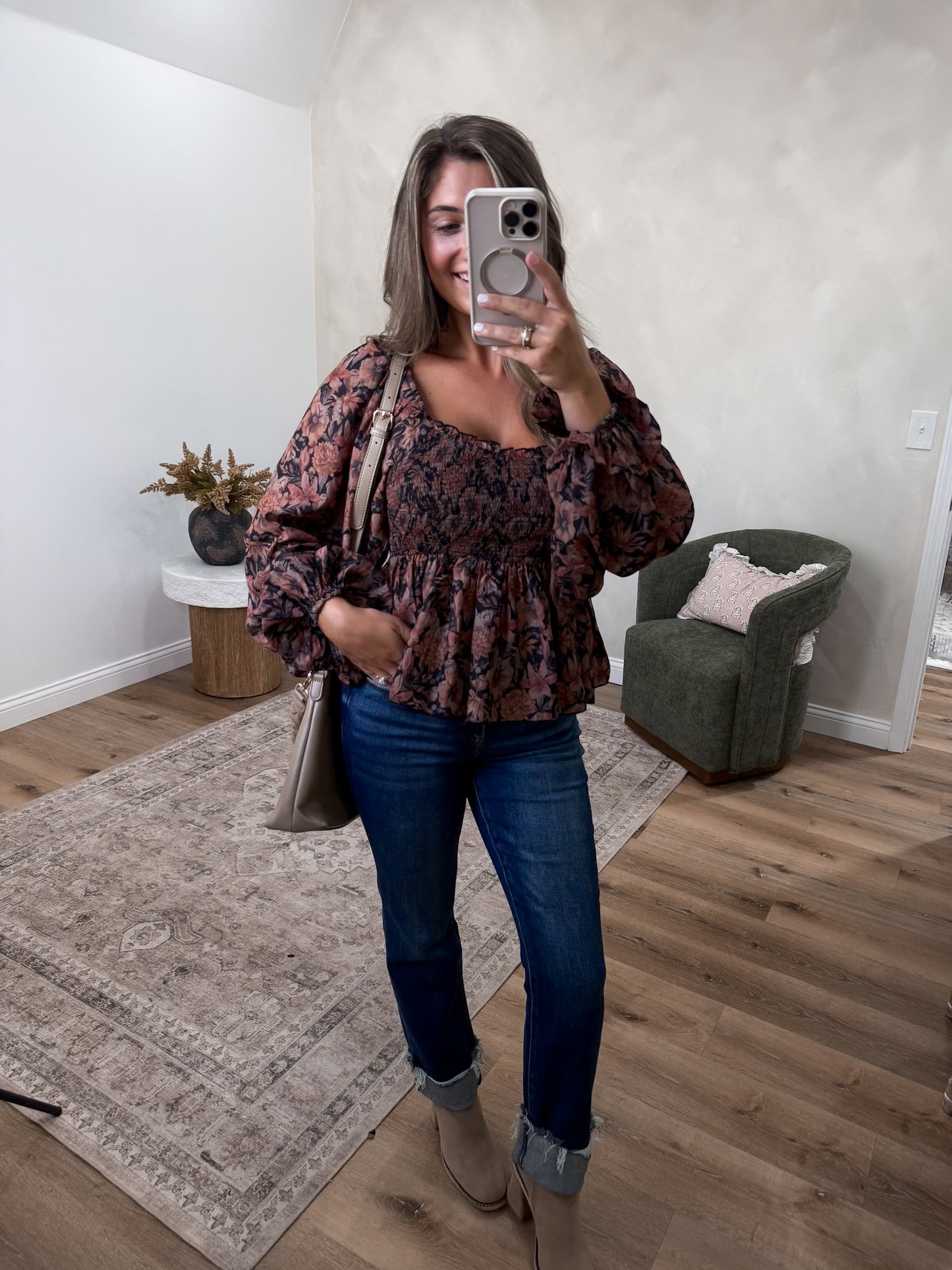 Floral Sweetheart Peplum Blouse - black