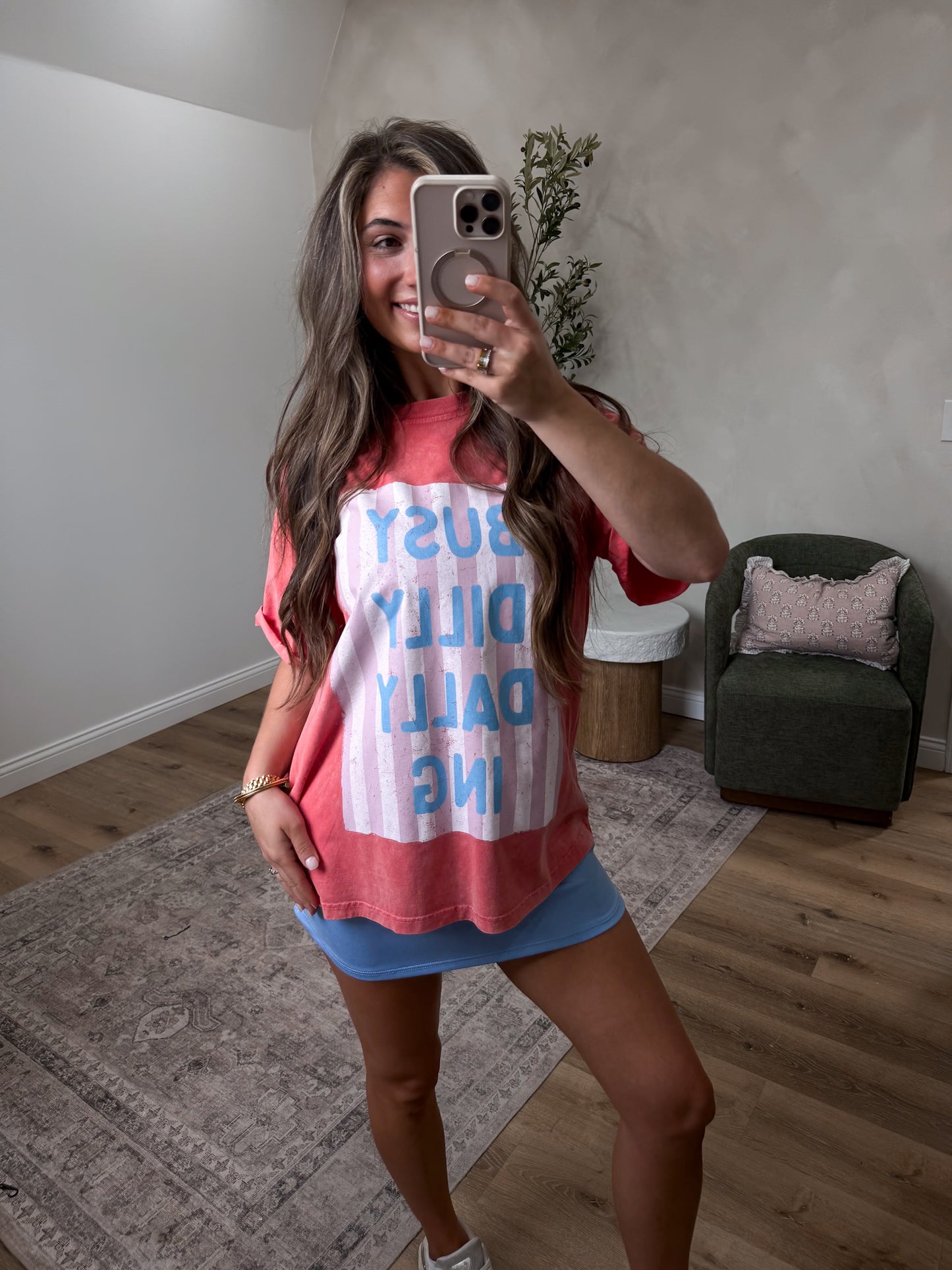 Busy Dilly Dallying Graphic Tee - washed orange