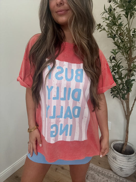 Busy Dilly Dallying Graphic Tee - washed orange