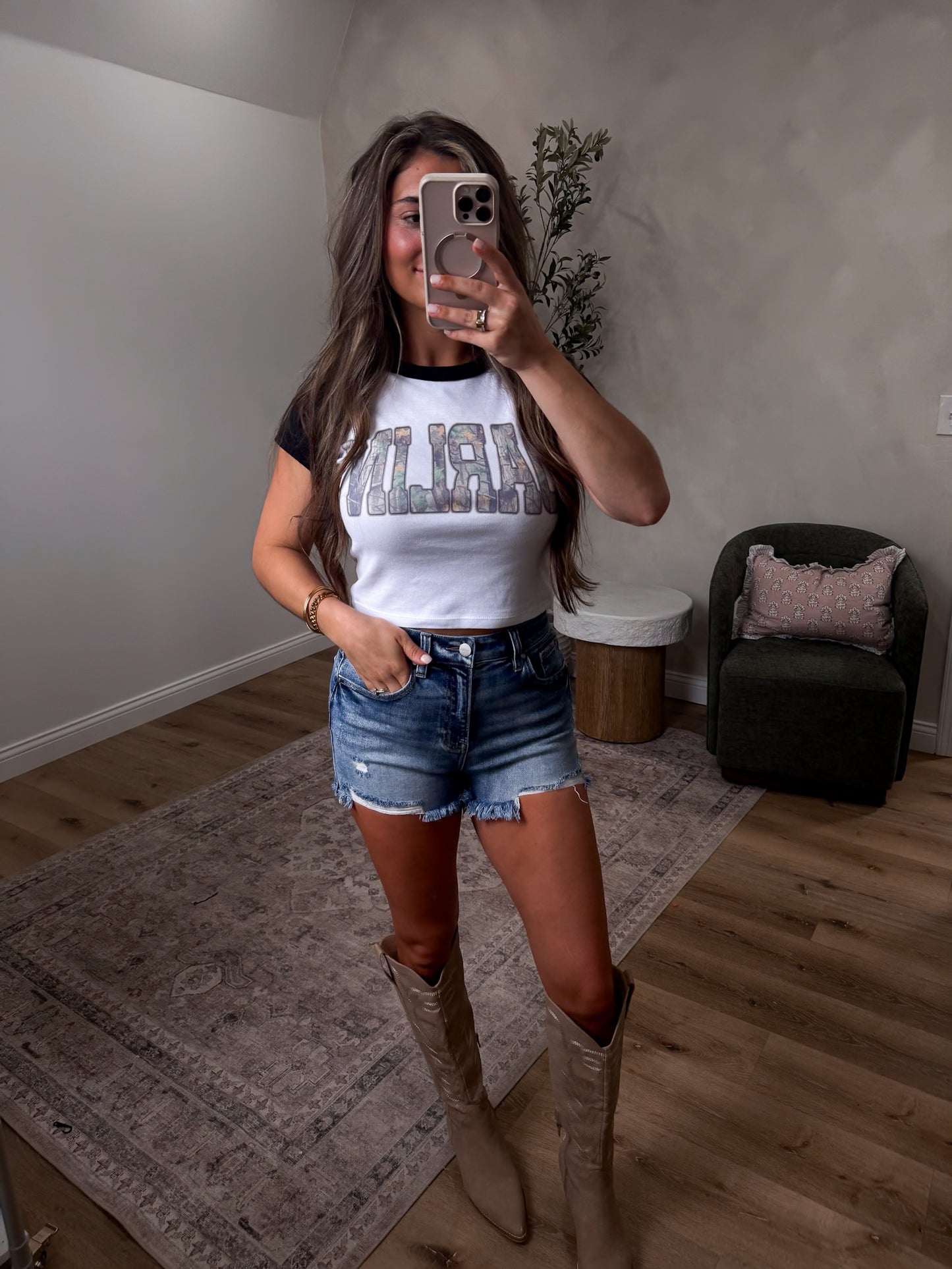 Camo Darlin' Baby Tee - black