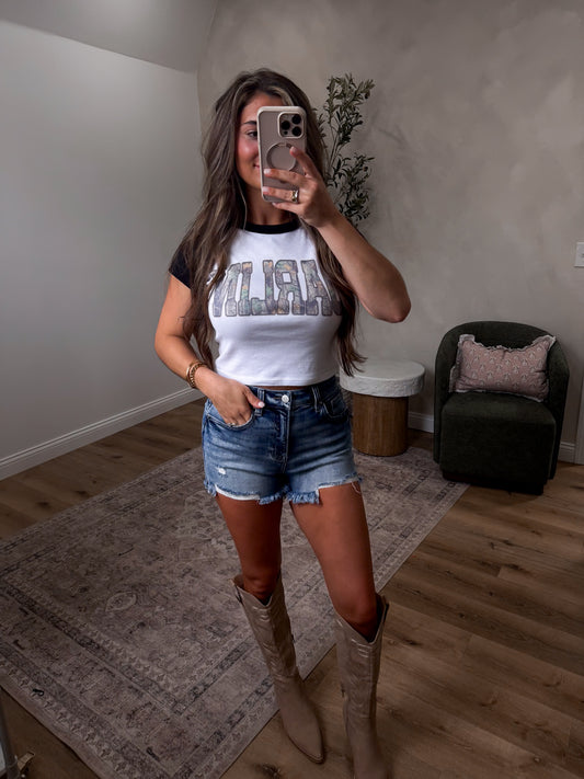 Camo Darlin' Baby Tee - black
