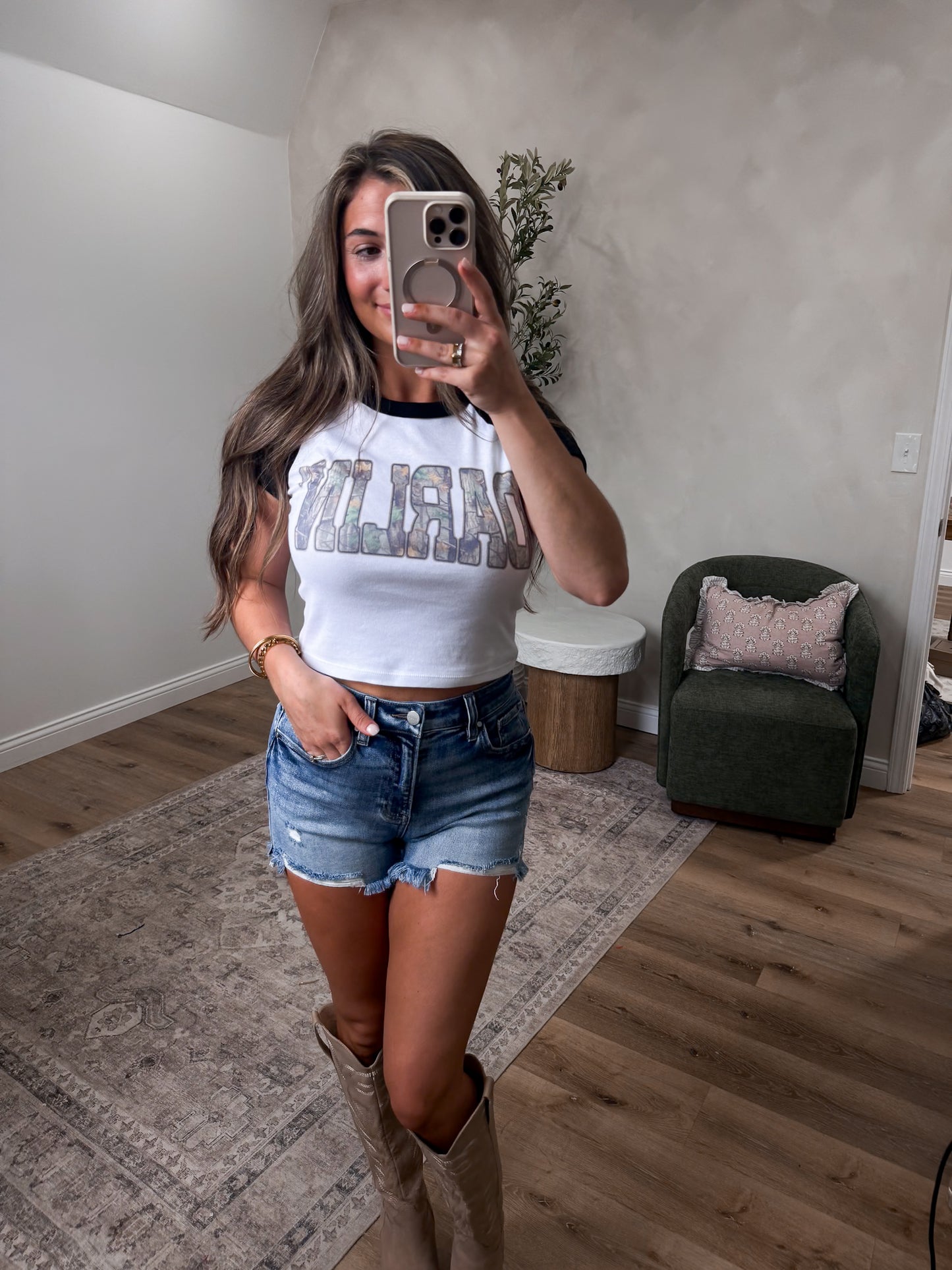 Camo Darlin' Baby Tee - black