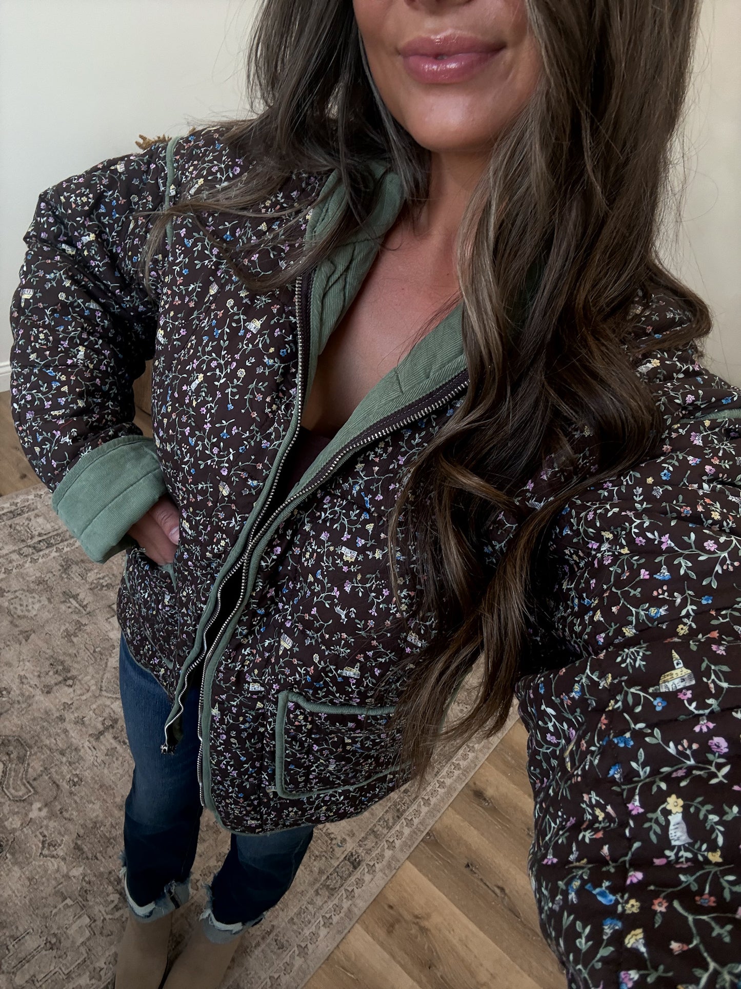 Daybreak Quilted Puffer Jacket - chesnut floral