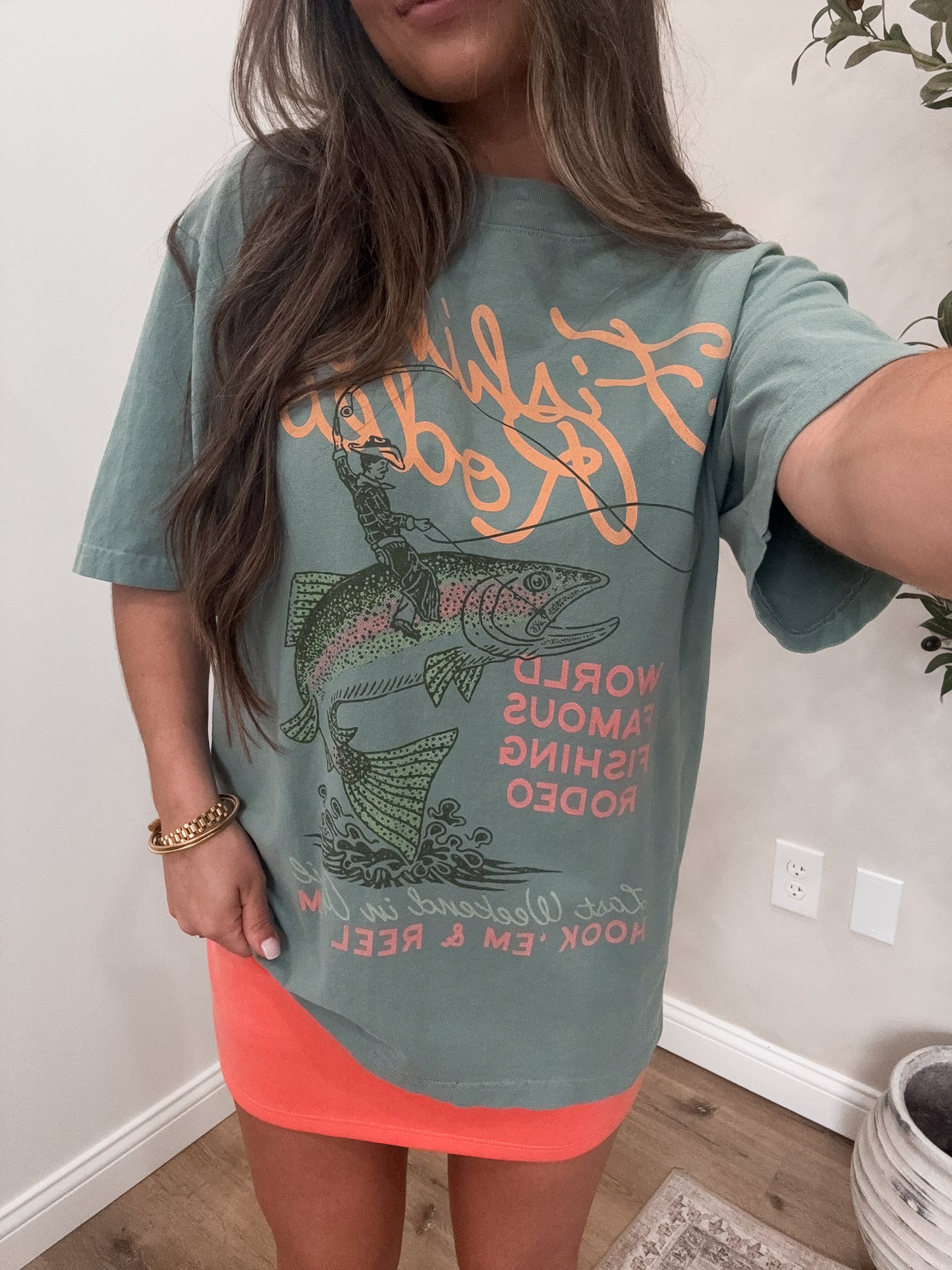 Fishing Rodeo Boxy Tee - arctic green