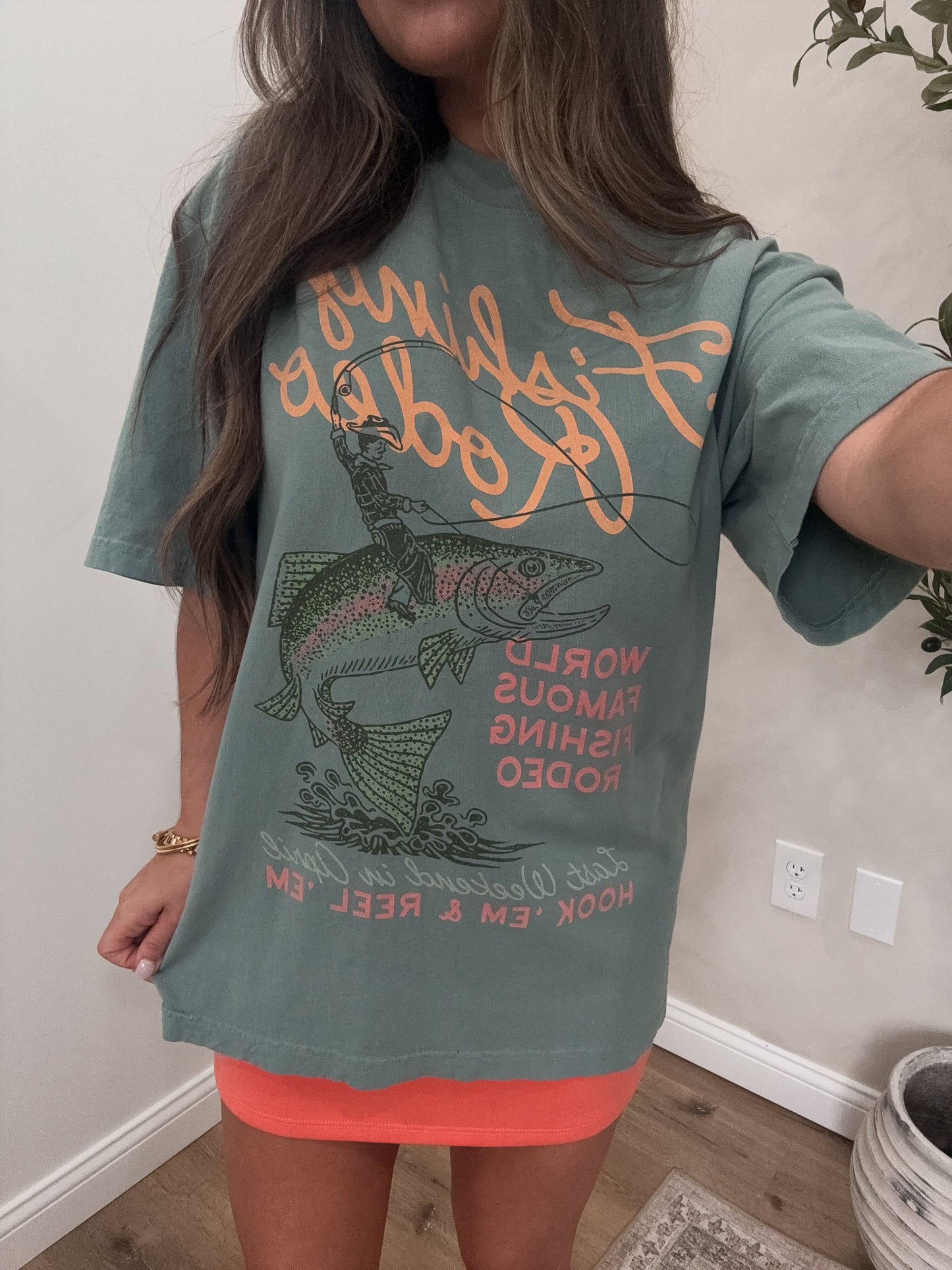 Fishing Rodeo Boxy Tee - arctic green