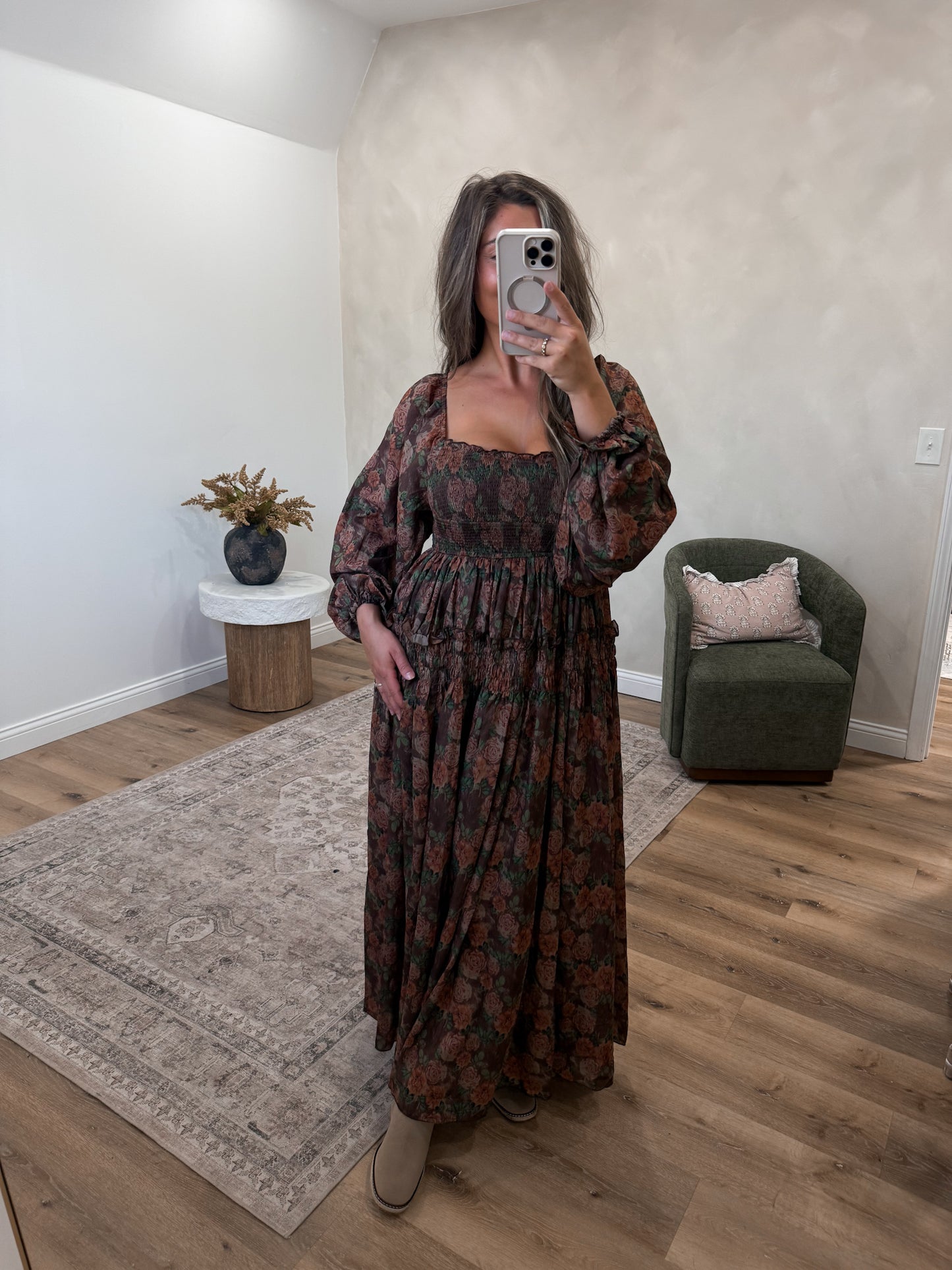 Maple Belle Floral Maxi Dress - brown