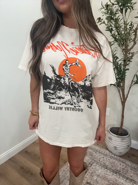 Willie Nelson Graphic Tee - off white