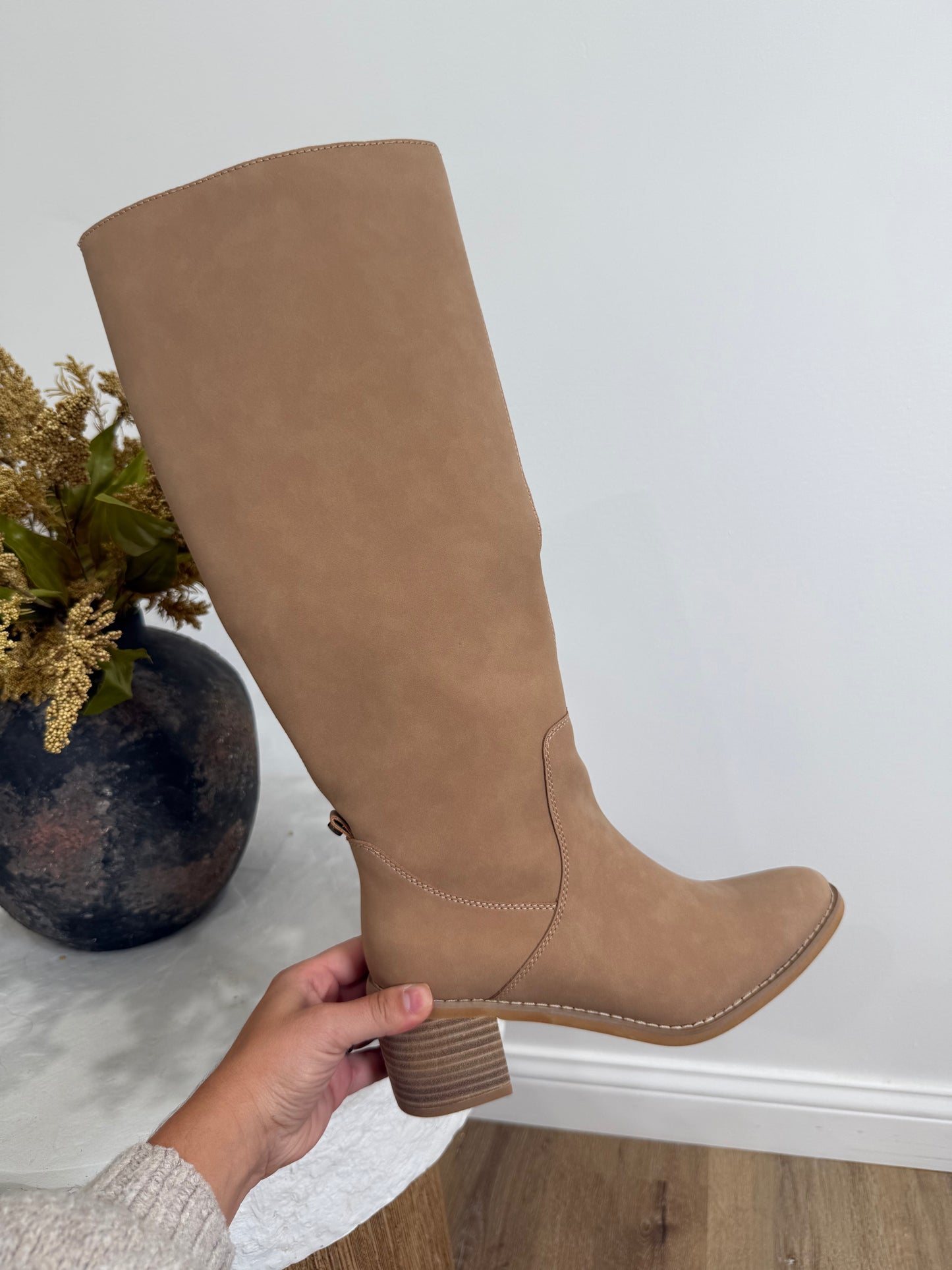 Juno Tall Suede Boots - sand