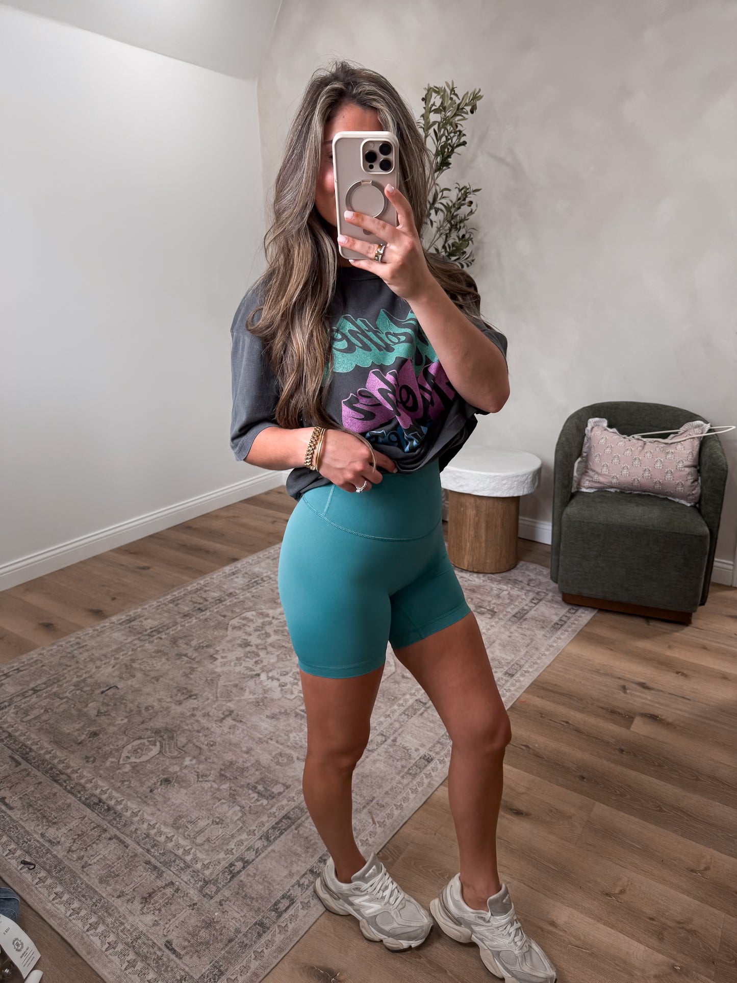 Luna High Waisted Biker Shorts - emerald