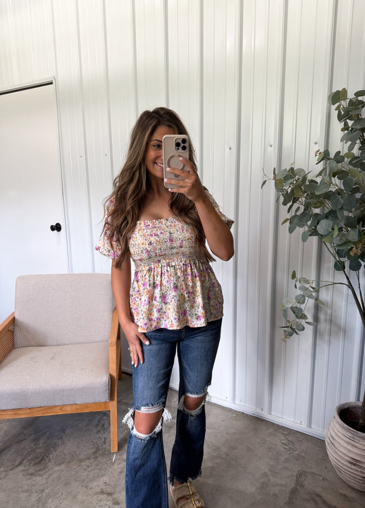 Pennie Peplum Top- Floral