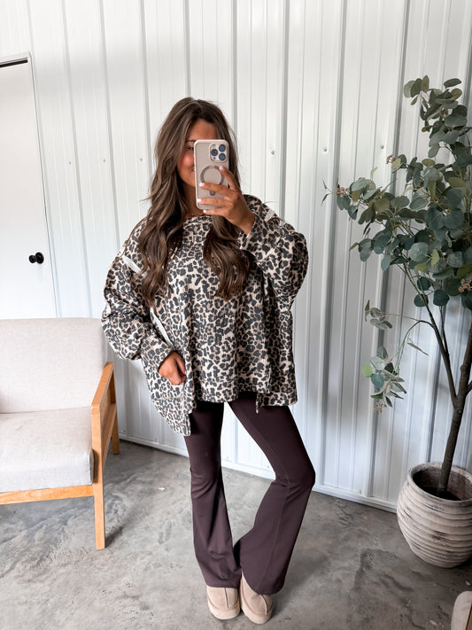 waffleknit Leopard Pullover