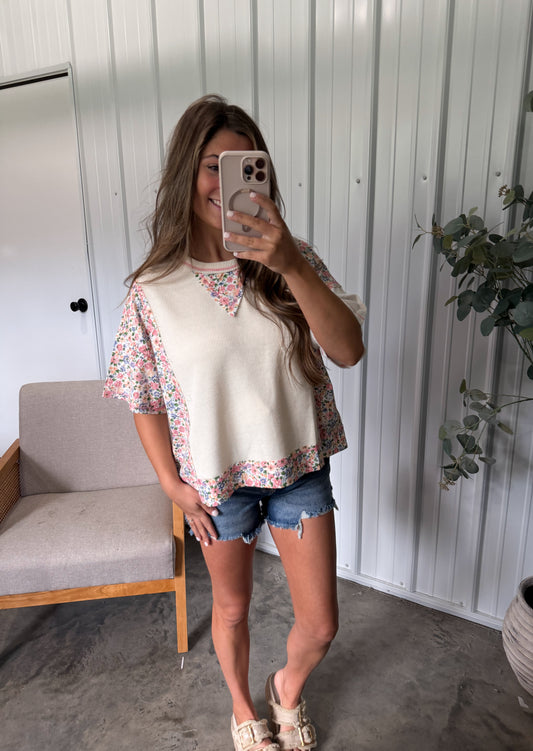 Leah Floral Mixed Print Tee
