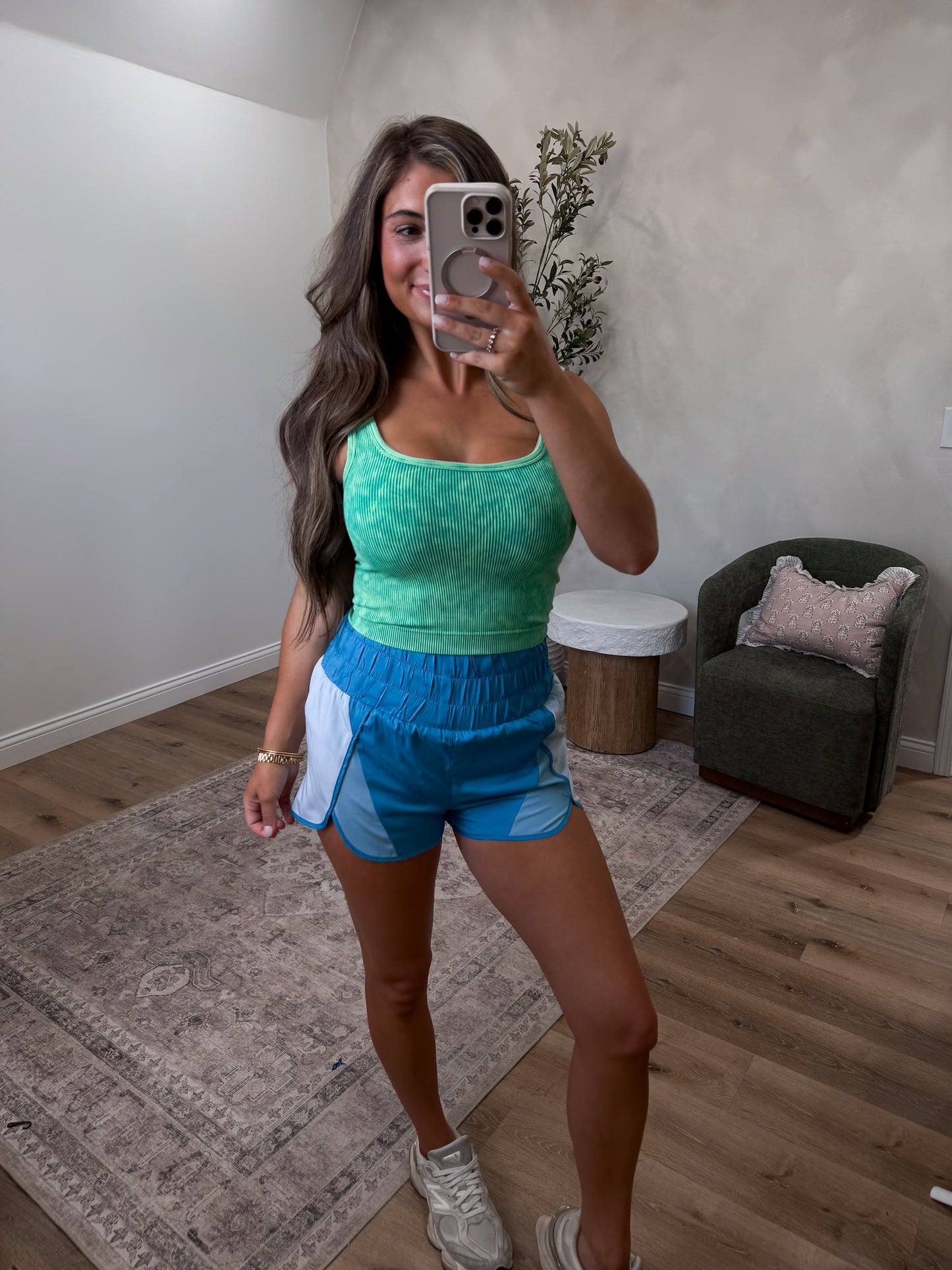 Kaia Colorblock Active Shorts - blue
