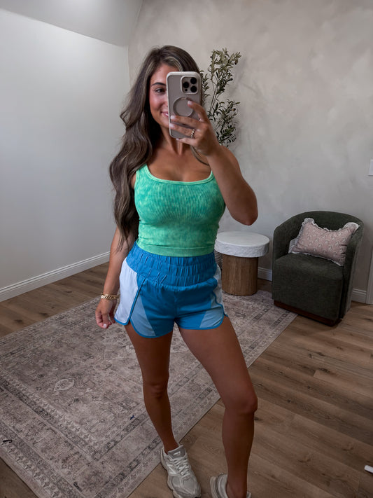 Kaia Colorblock Active Shorts - blue
