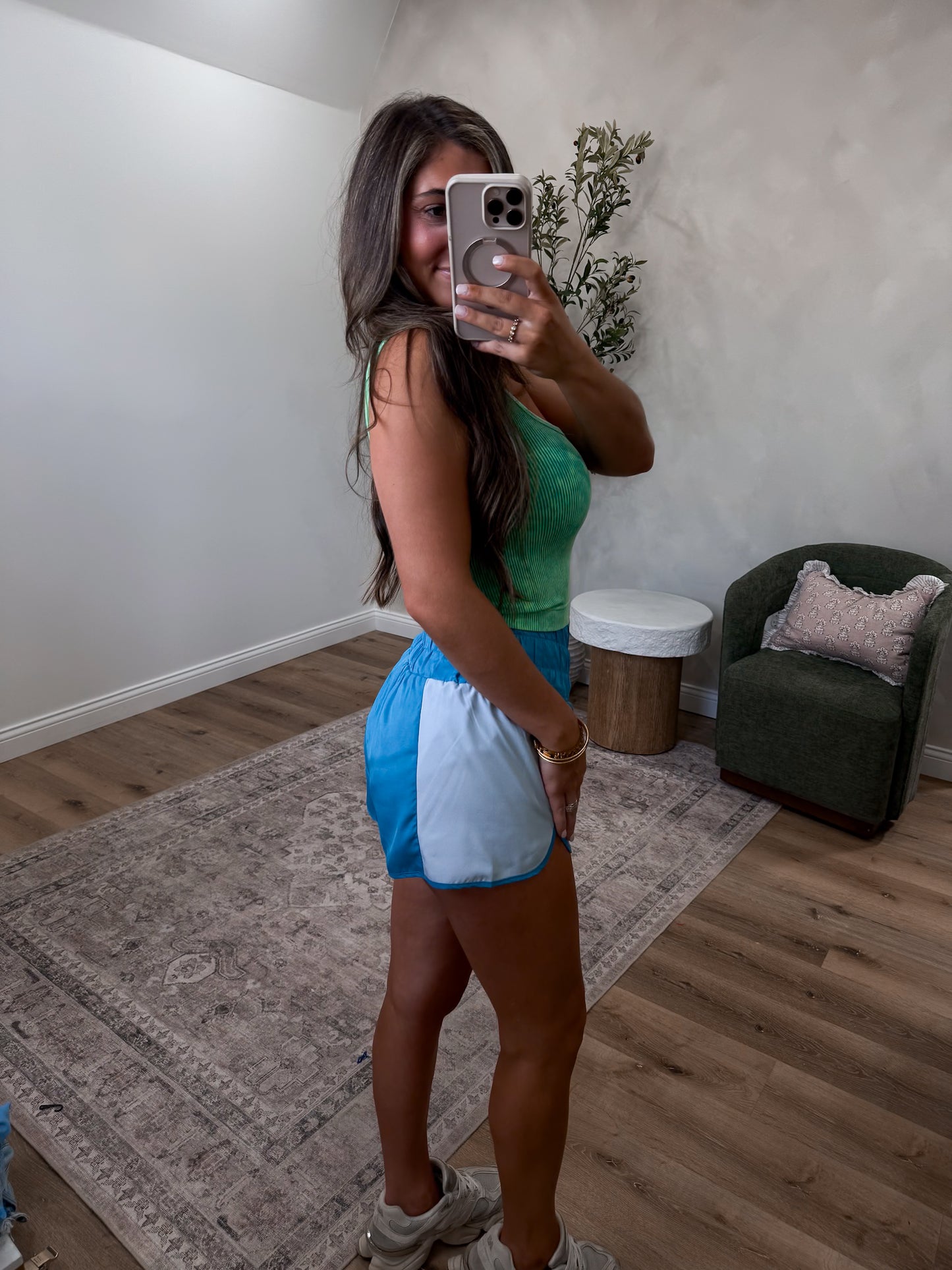 Kaia Colorblock Active Shorts - blue