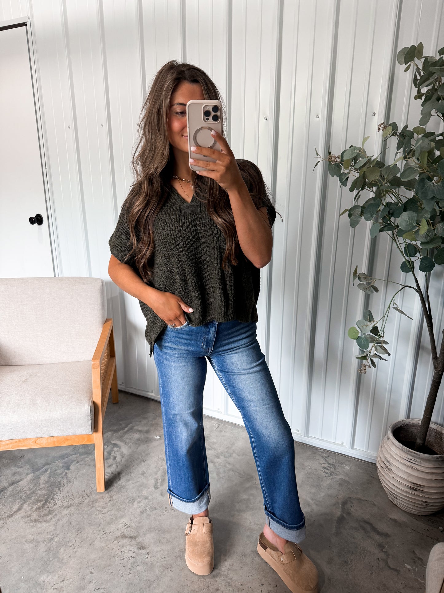 Everyday Knit Tee- Dark Olive