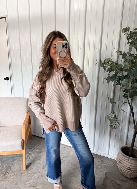 Two Toned Macie Sweater- Ash mocha/Ivory
