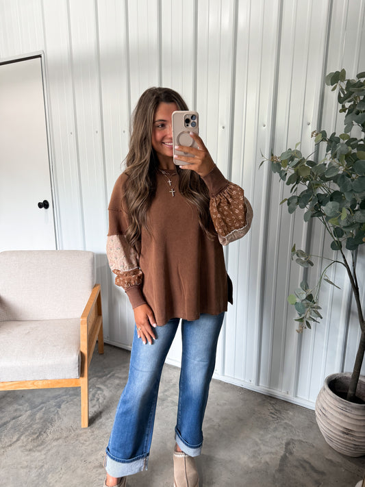 Sepia Mixed Media Top