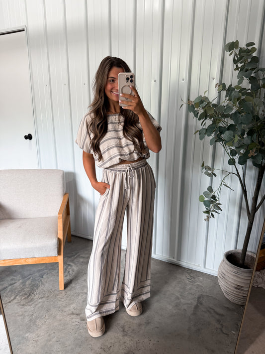 Taupe Striped Set